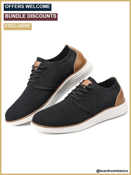 PU Leather & Knit Oxfords Dress Sneakers Lightweight Casual Business Shoes main image 5